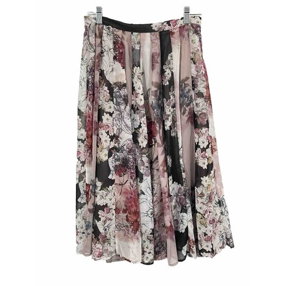 Anthropologie Flowerful Midi Skirt Floral by VARUN BAHL Sz S Polyester - Picture 1 of 5